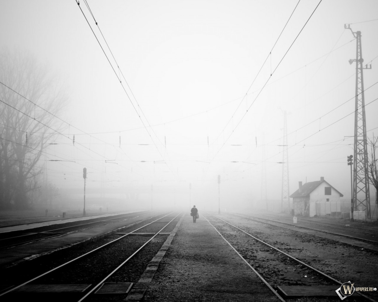 Железная Дорога в тумане 1280x1024
