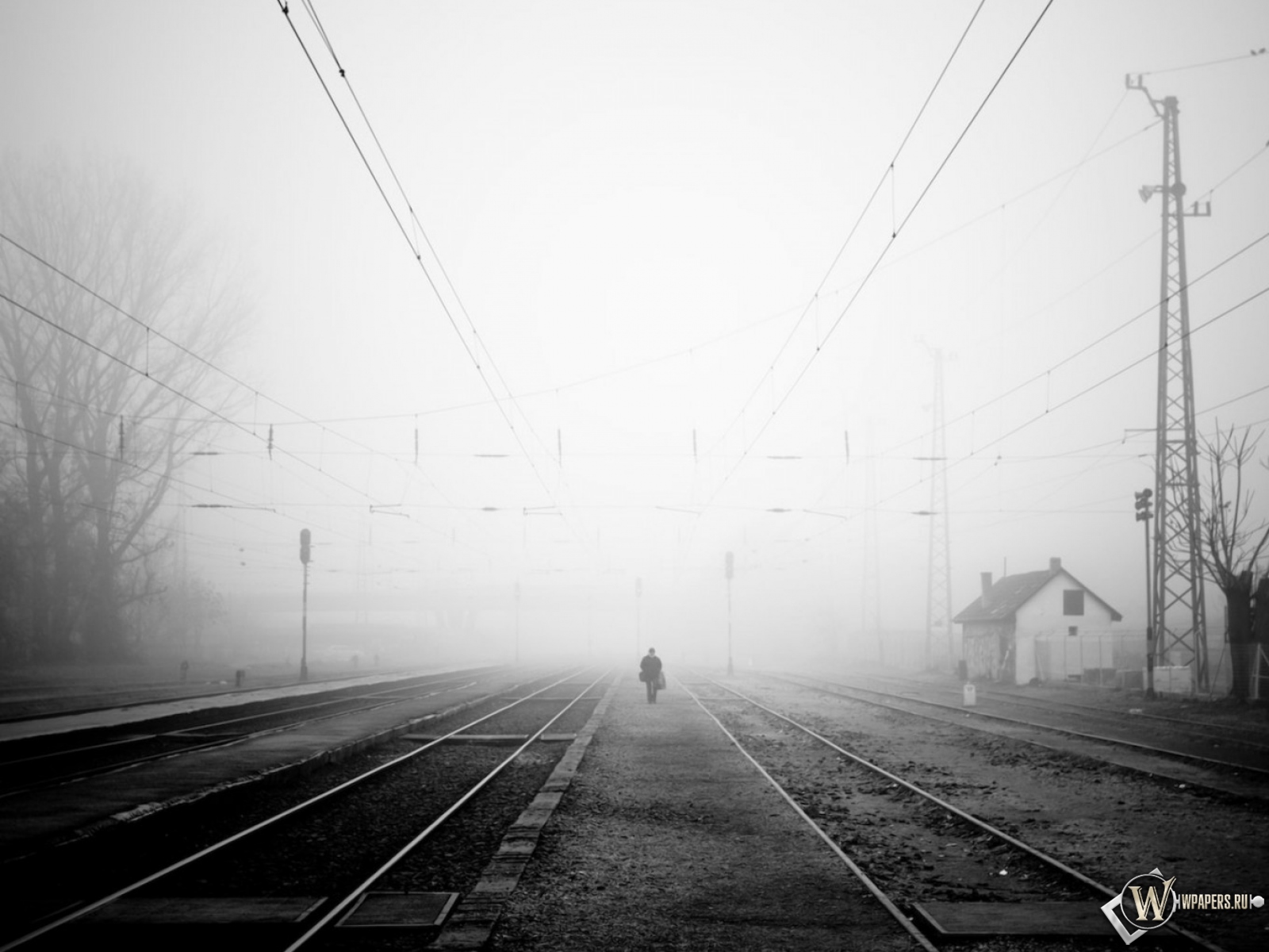 Железная Дорога в тумане 1600x1200