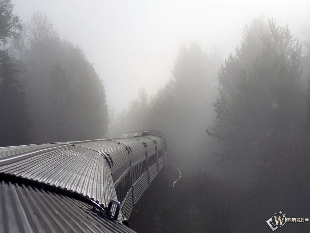 Поезд в тумане 1024x768