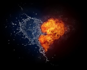 Обои Сердце из огня и воды: Вода, Огонь, Любовь, Сердце, Настроения