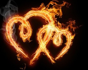 Обои Два огненных сердца: Огонь, Сердце, Двое, Настроения