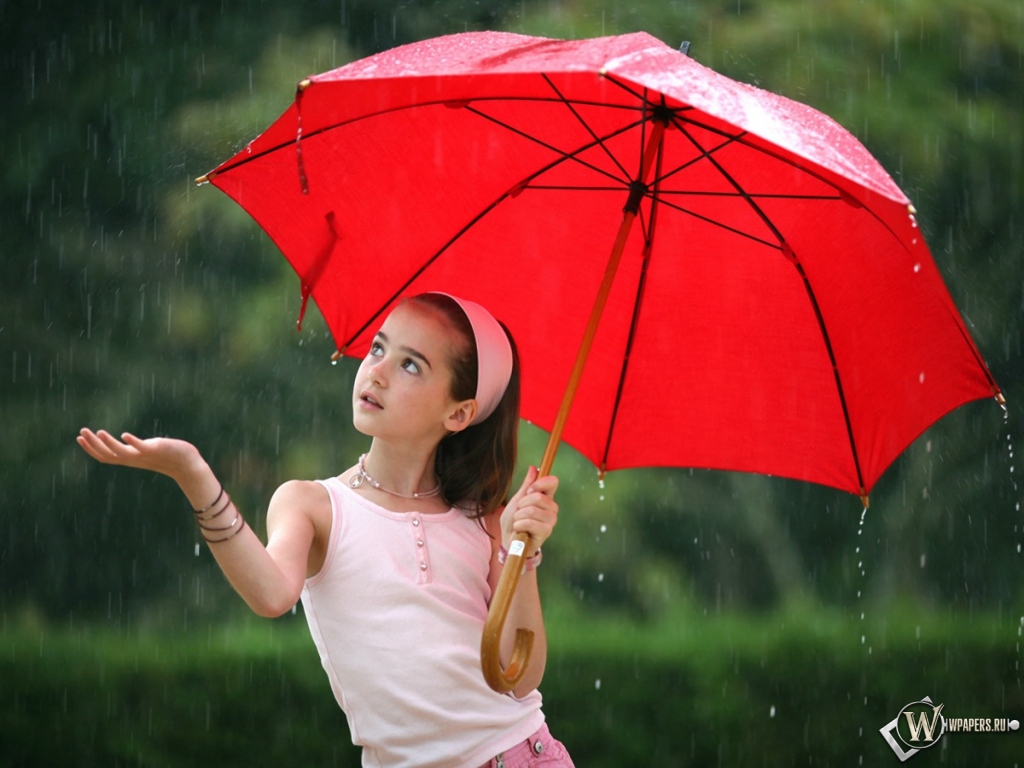 Девочка с зонтом 1024x768