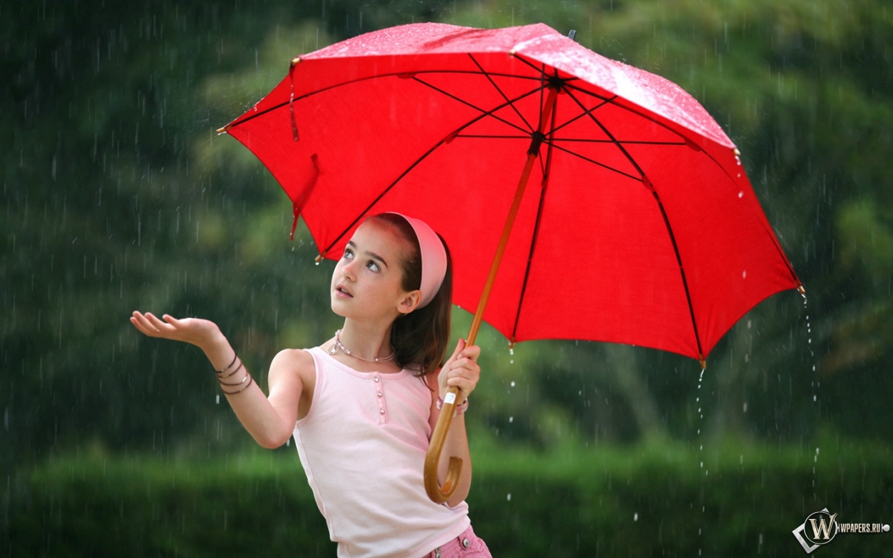 Девочка с зонтом 1280x800