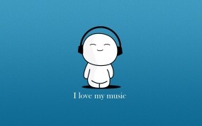 Обои Я люблю музыку: Музыка, Наушники, человечек, Музыка