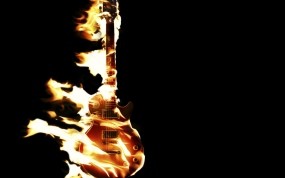 Обои Горящая гитара: Огонь, Гитара, Музыка