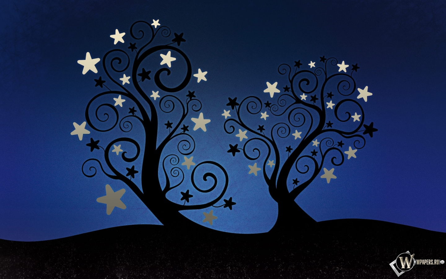 Деревья со звёздами 1440x900
