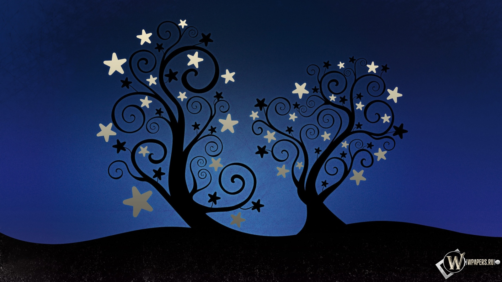 Деревья со звёздами 1600x900