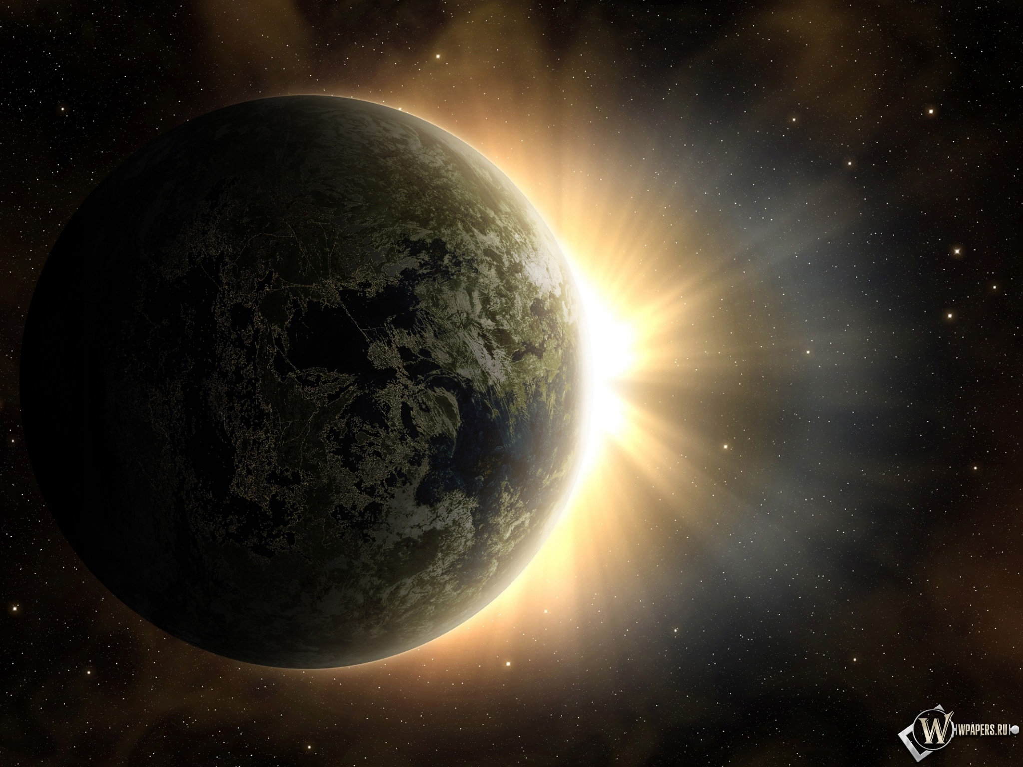 Солнце за землей 2048x1536