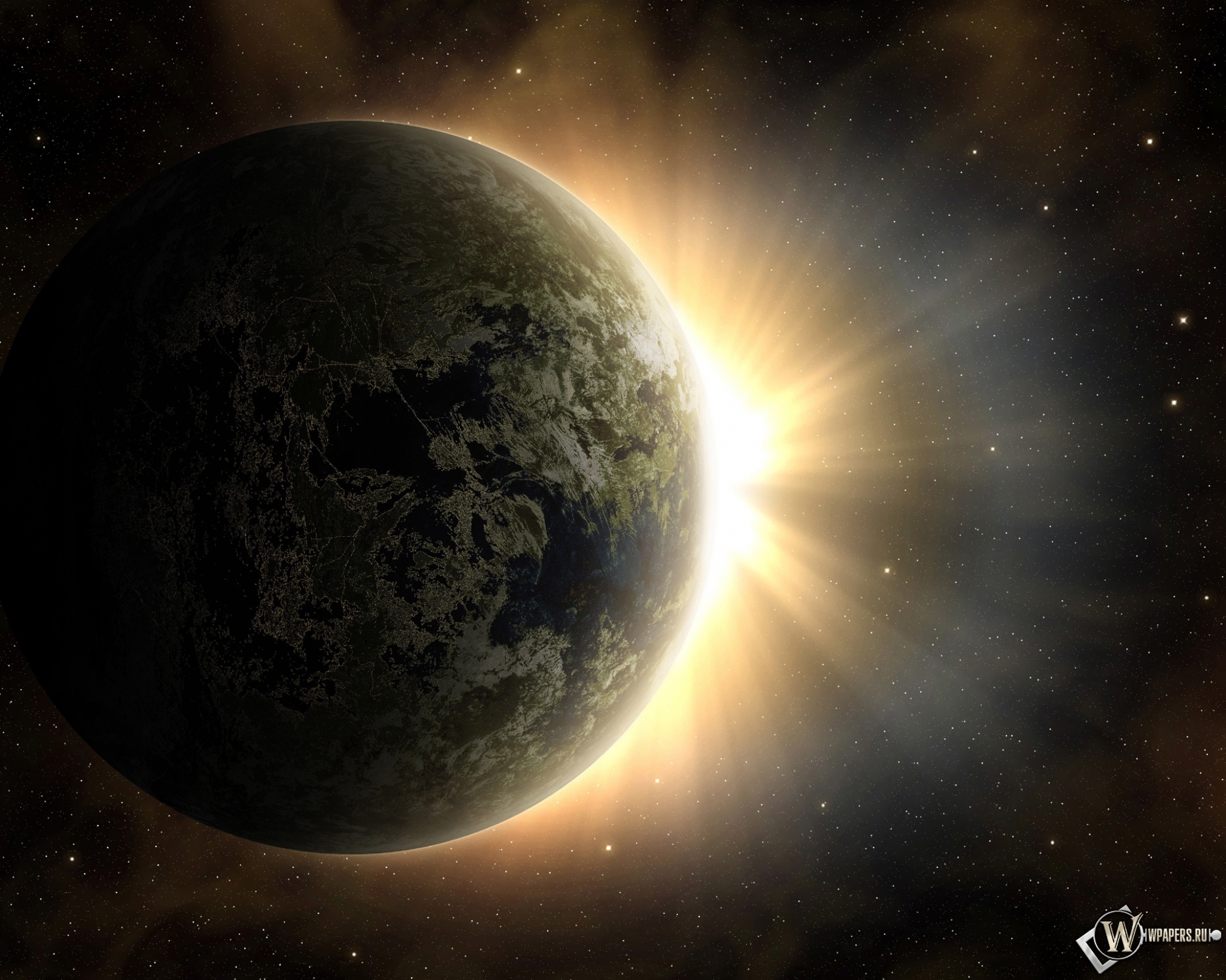 Солнце за землей 2048x1638