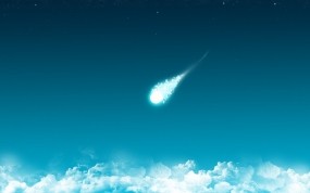 Обои Комета: Облака, Комета, Синий, Минимализм, Космос