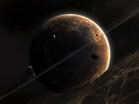Обои Сатурн: Планета, Кольцо, астероид, Космос