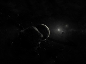 Обои Умирающая планета: Планета, Чёрный, Астероиды, Космос