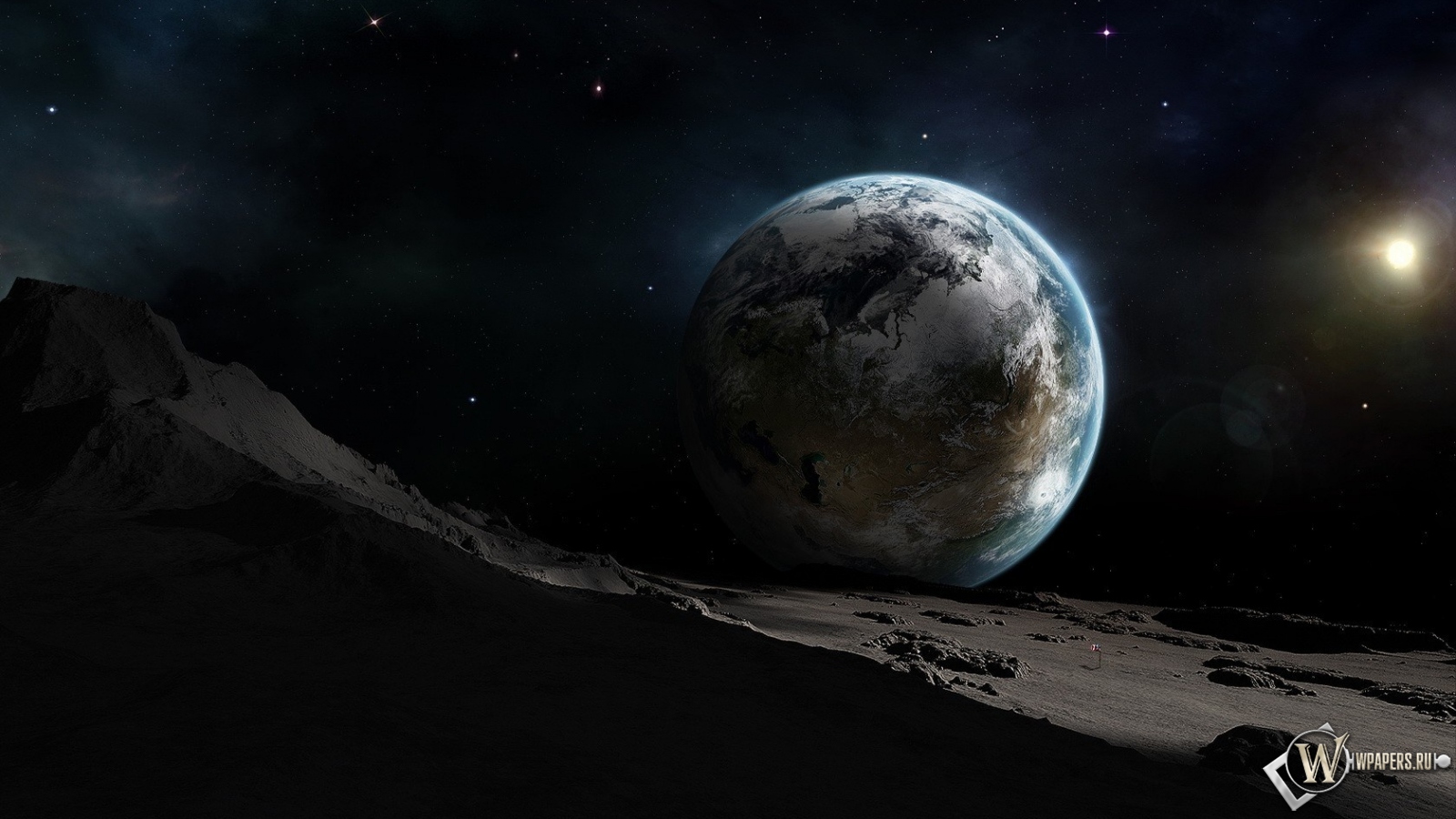 Земля вид с луны 1600x900