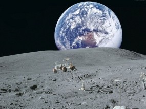 Обои Вид Земли с Луны: Космос, Луна, Земля, Планета, Космос