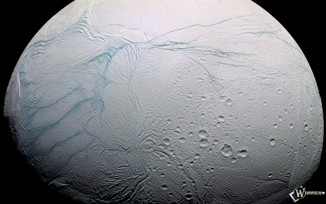 Спутник Сатурна Энцелад 1280x800