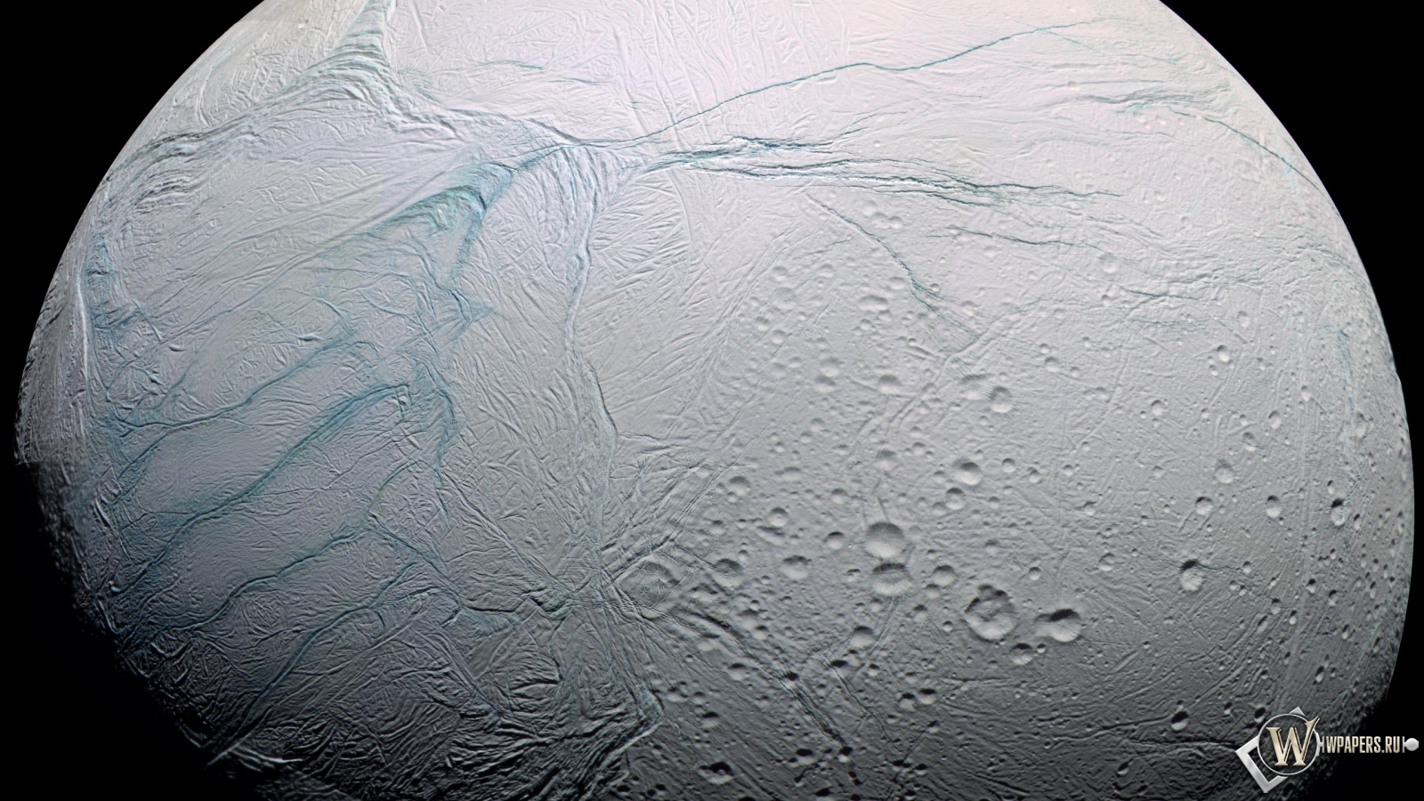 Спутник Сатурна Энцелад 1600x900