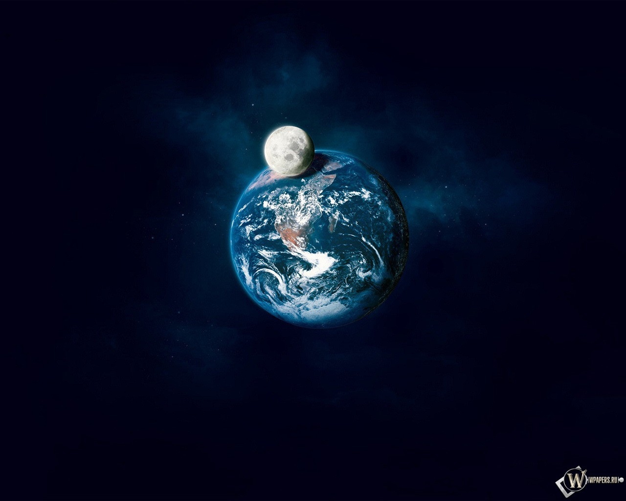Планета Земля и ее спутник 1280x1024