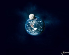 Обои Планета Земля и ее спутник: Космос, Луна, Земля, Орбита, Космос