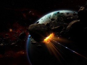 Обои Астероиды: Планета, Взрыв, Астероиды, Космос