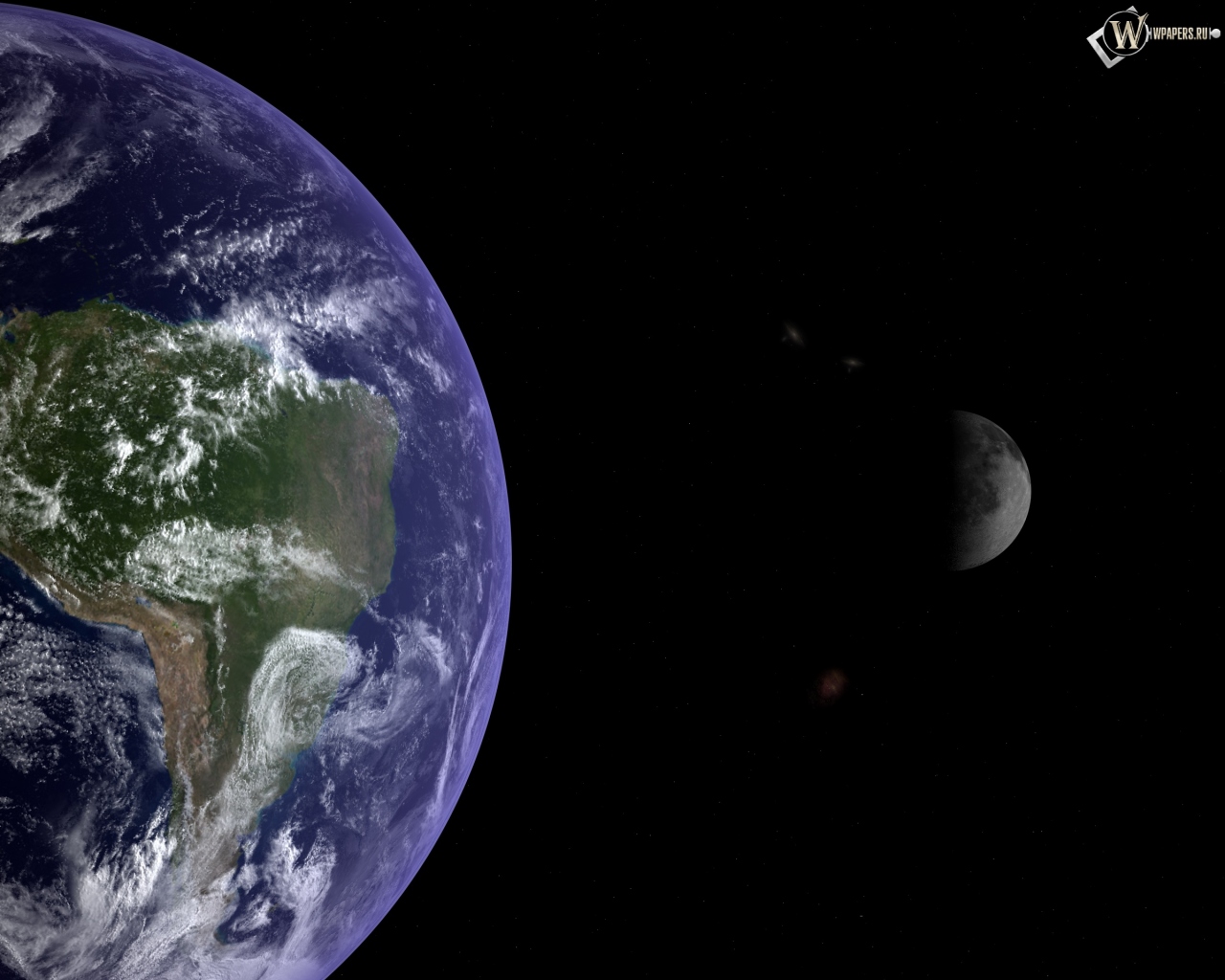 Земля и луна 1280x1024