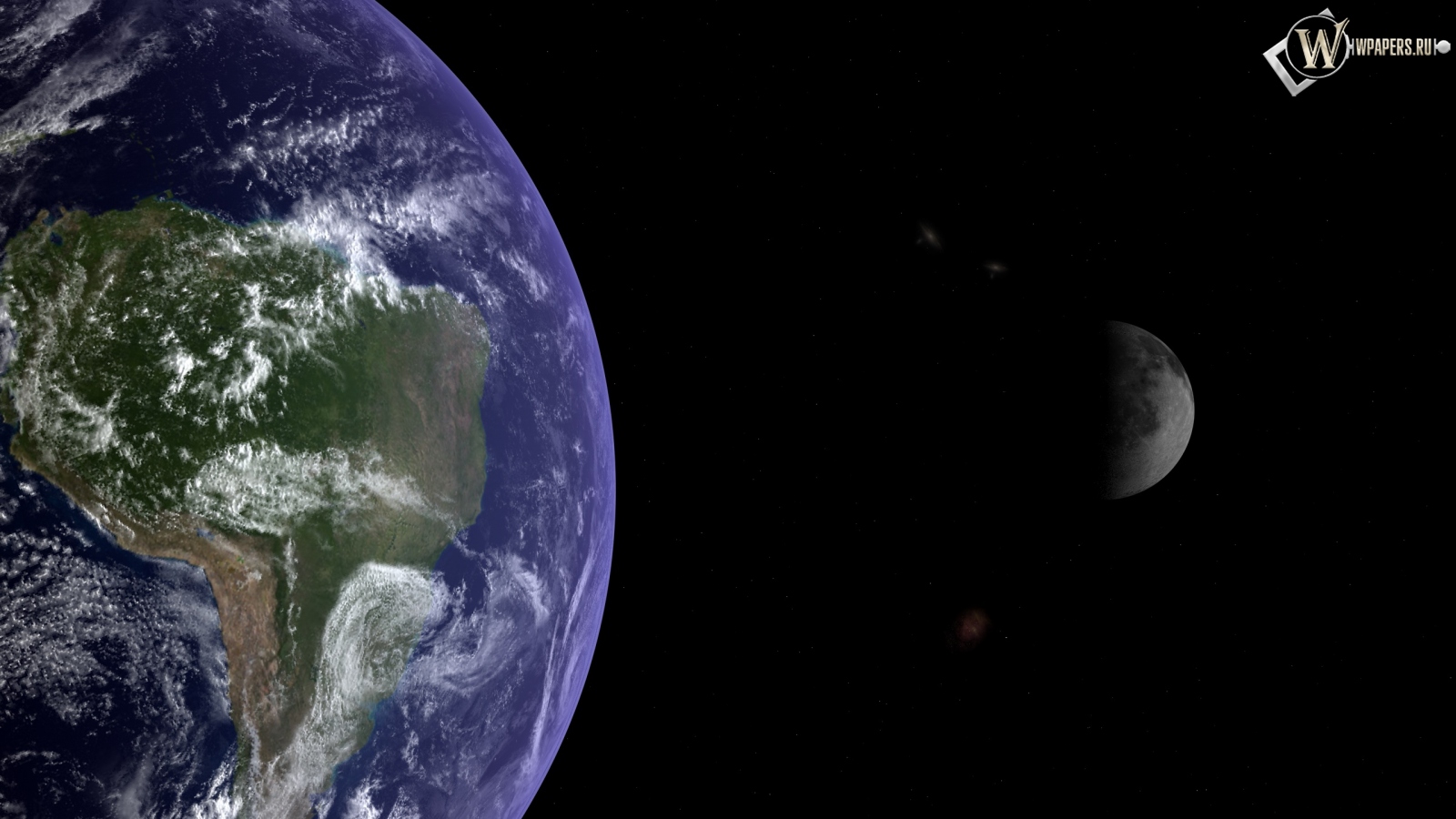 Земля и луна 1600x900