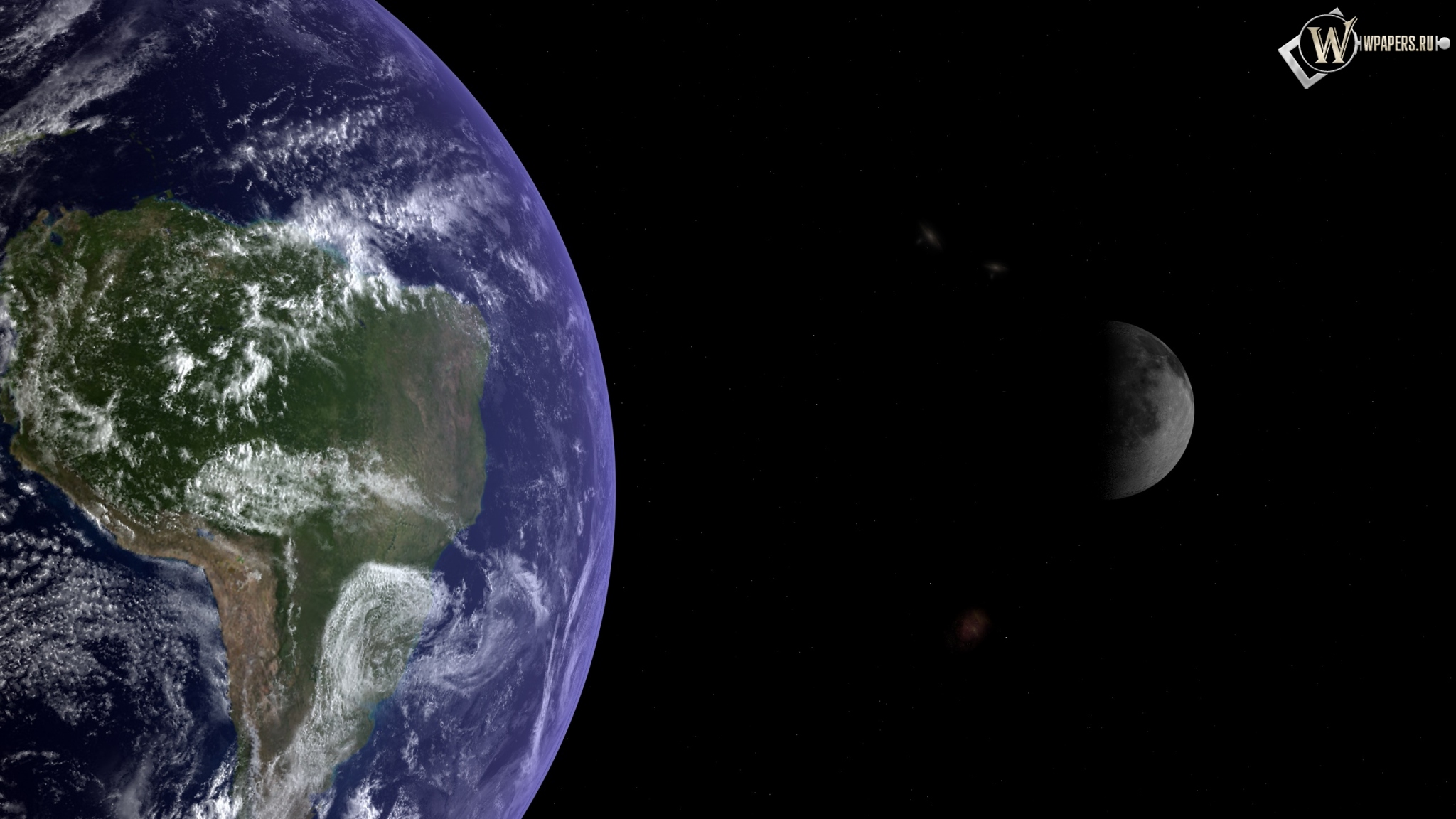 Земля и луна 2048x1152