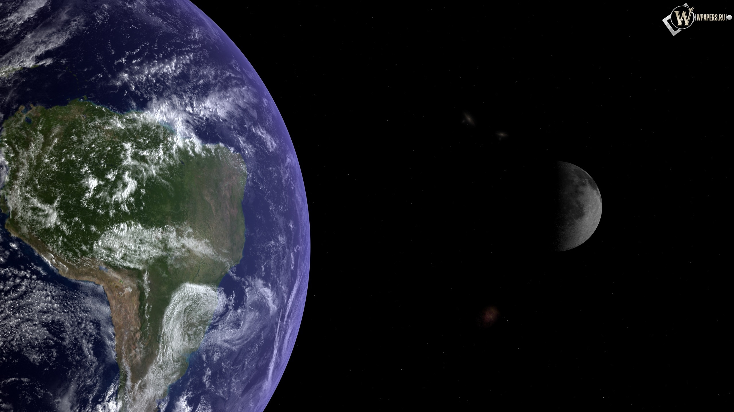 Земля и луна 2560x1440