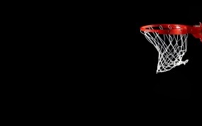 Обои Баскетбольная сетка: Сетка, Баскетбол, Кольцо, Чёрный фон, Спорт