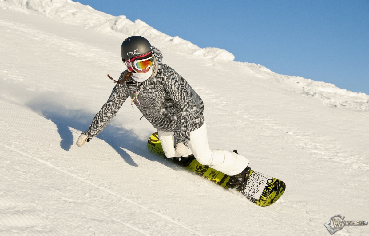 Девушка на сноуборде 1200x768