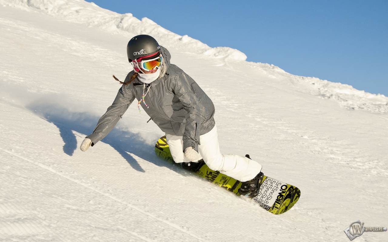 Девушка на сноуборде 1280x800