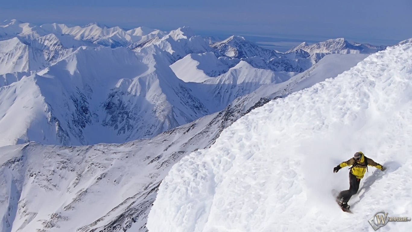 Alaskan Snowboarding 1366x768