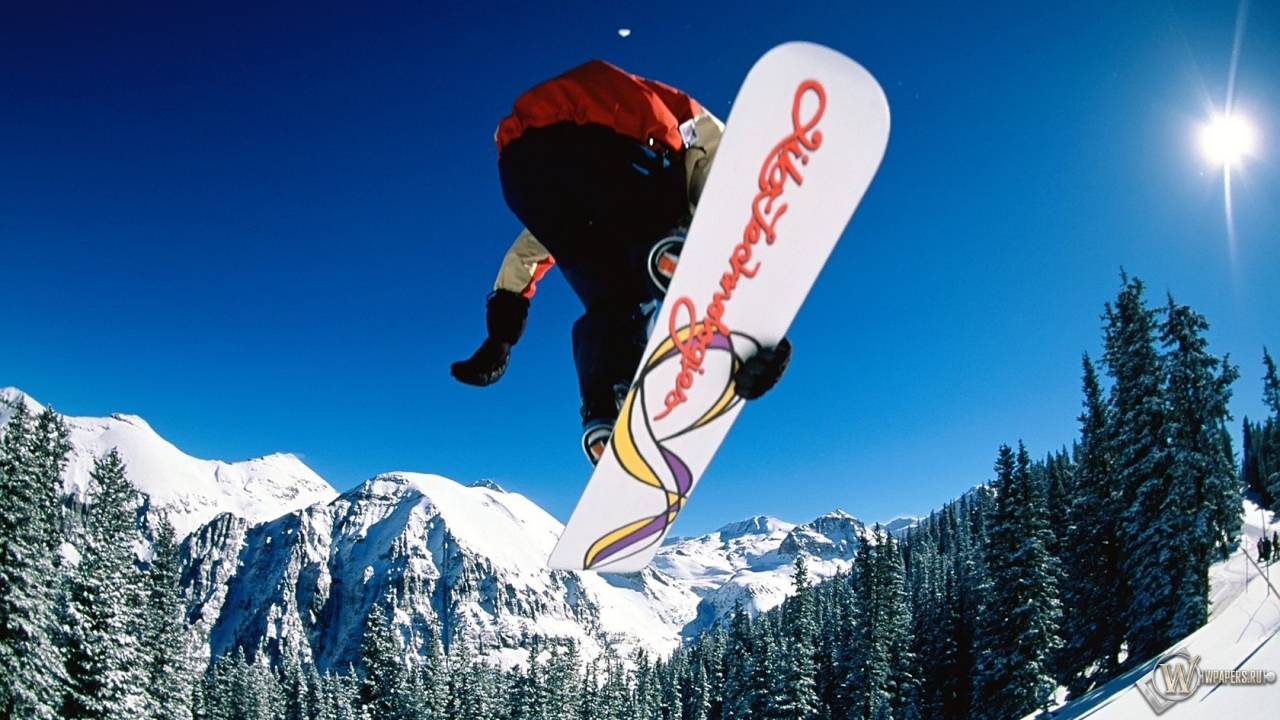 Snowboarding jump 1280x720