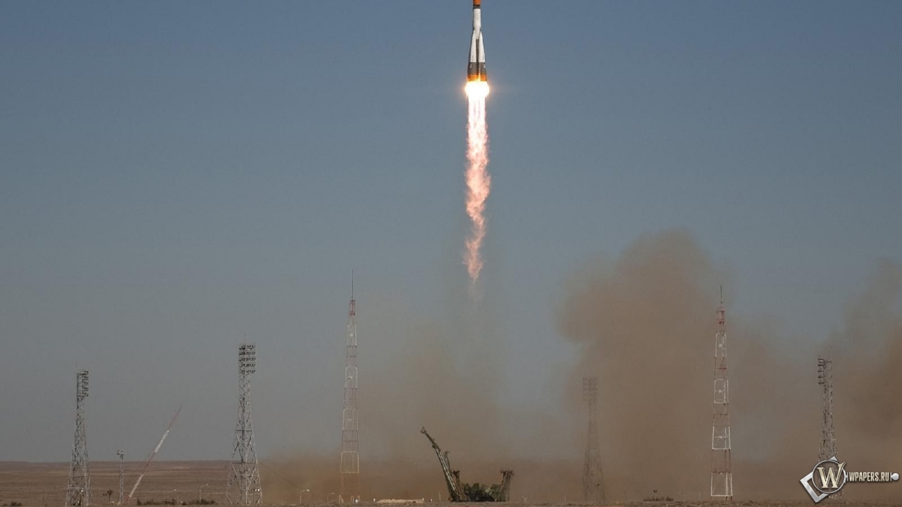 Запуск ракеты Союз ТМА-16 1280x720