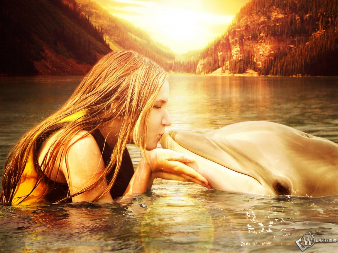 Girl with a dolphin 1152x864