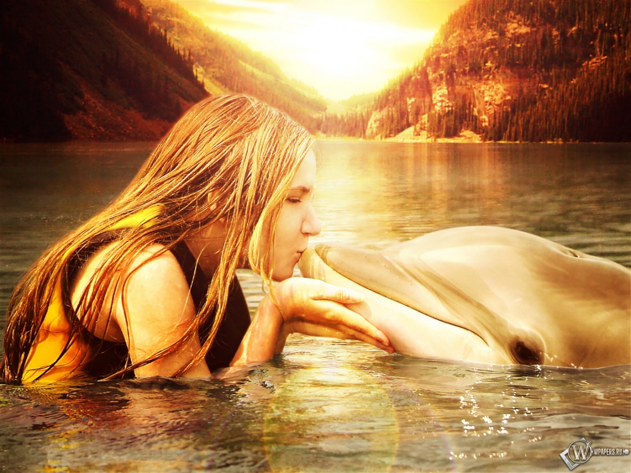 Girl with a dolphin 1280x960