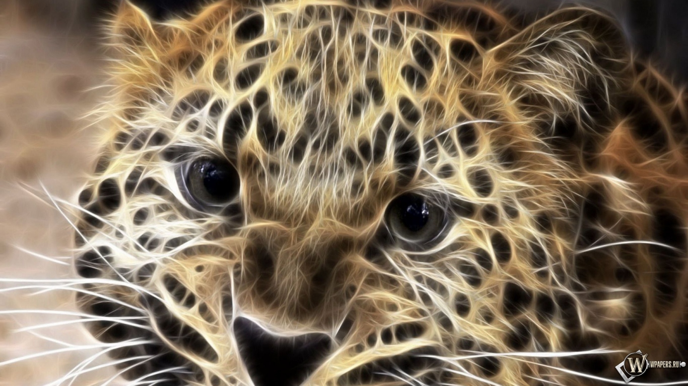 Леопард в обработке 1366x768