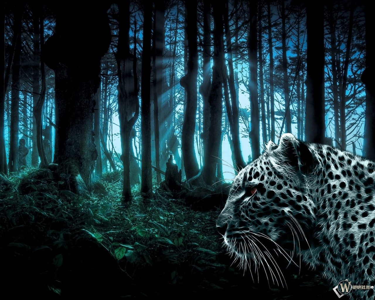 Лес и леопард 1280x1024