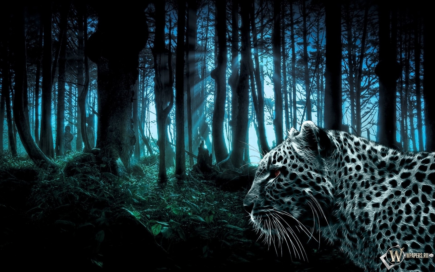 Лес и леопард 1440x900