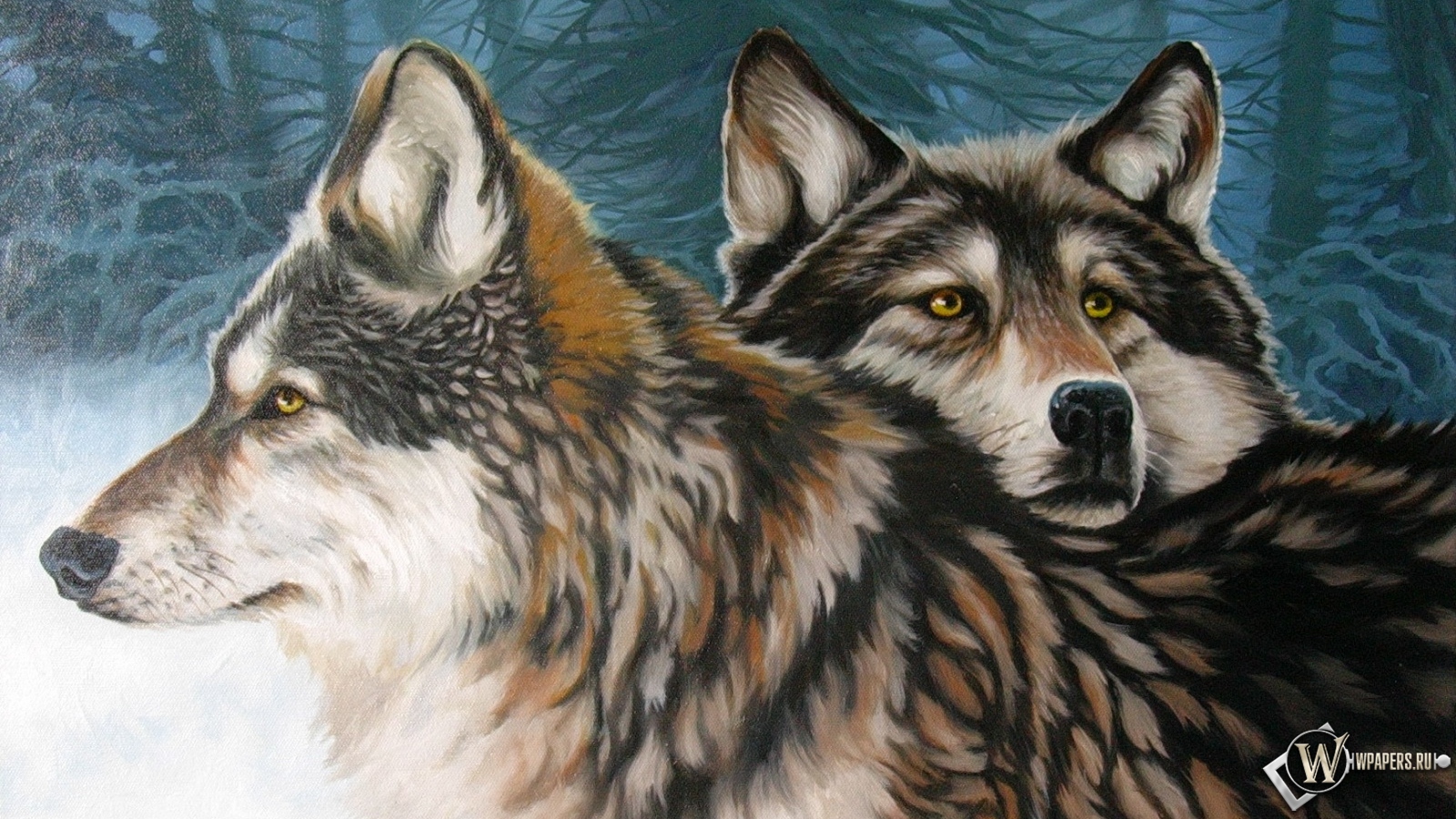 Два волка 1600x900