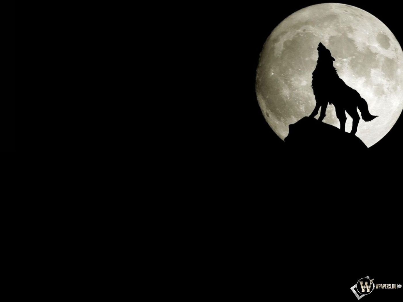 Волк на фоне луны 1400x1050