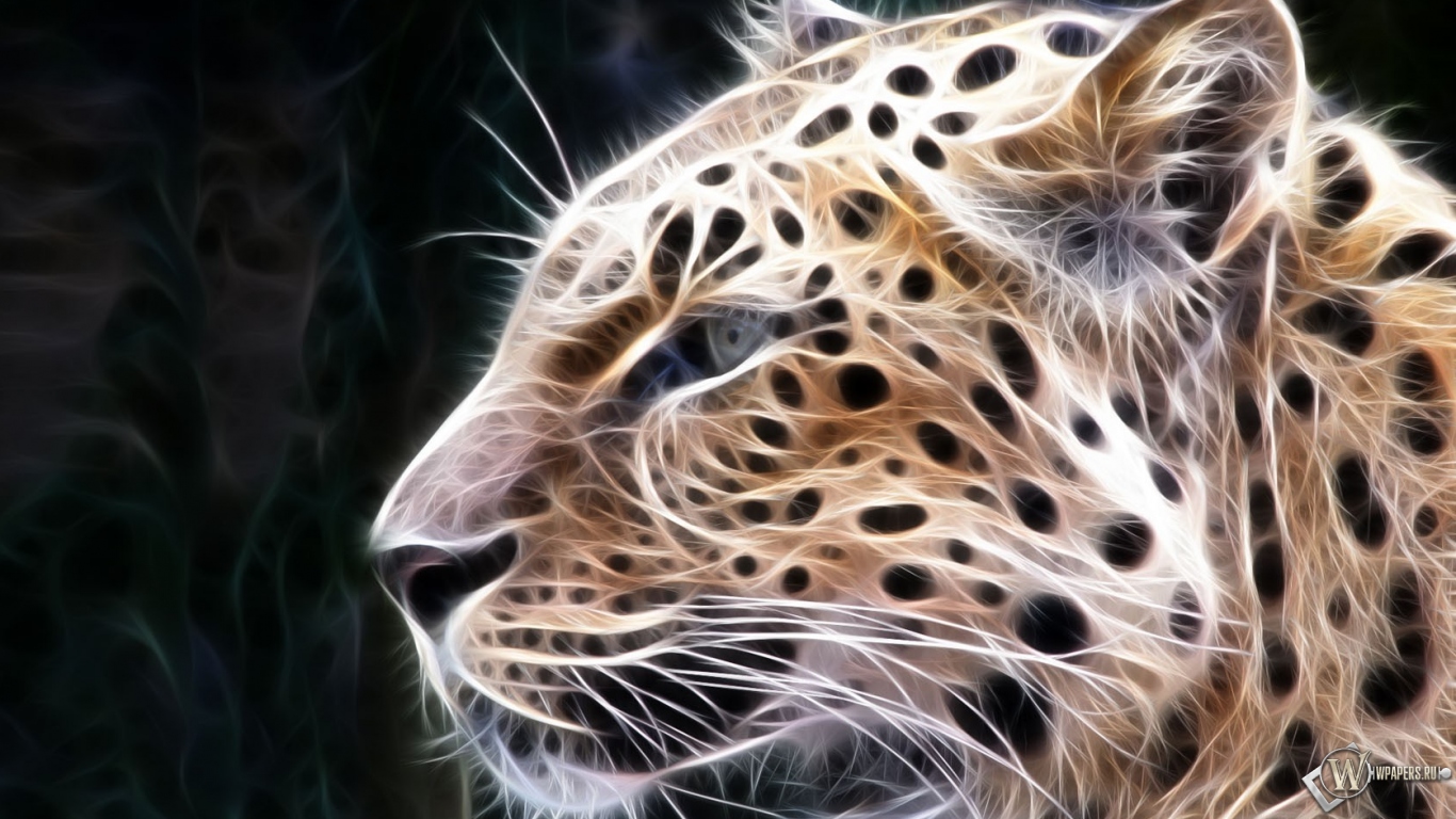 Рисованный Леопард 1366x768