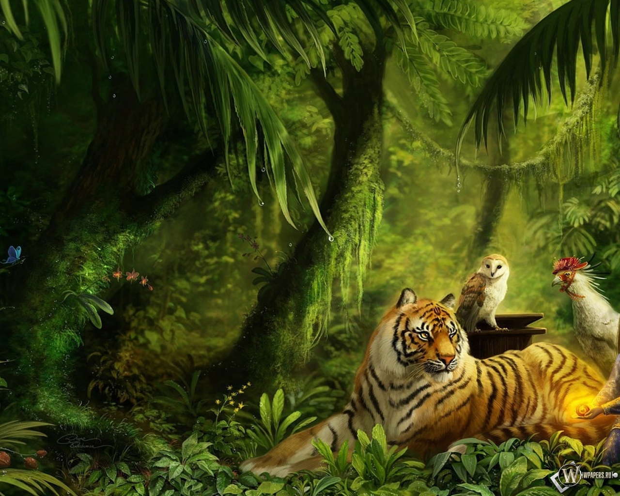 Обои с лесом и животными