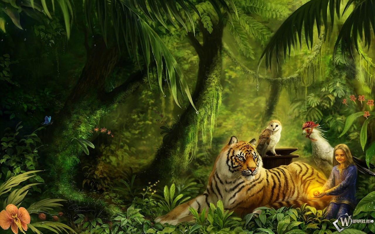 Животные в лесу 1280x800