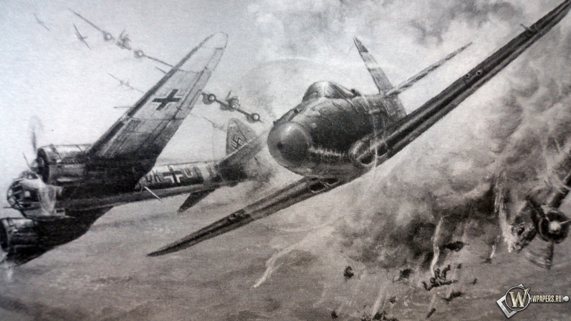 Воздушный бой А.И.Покрышкина над Большим Токмаком  1920x1080