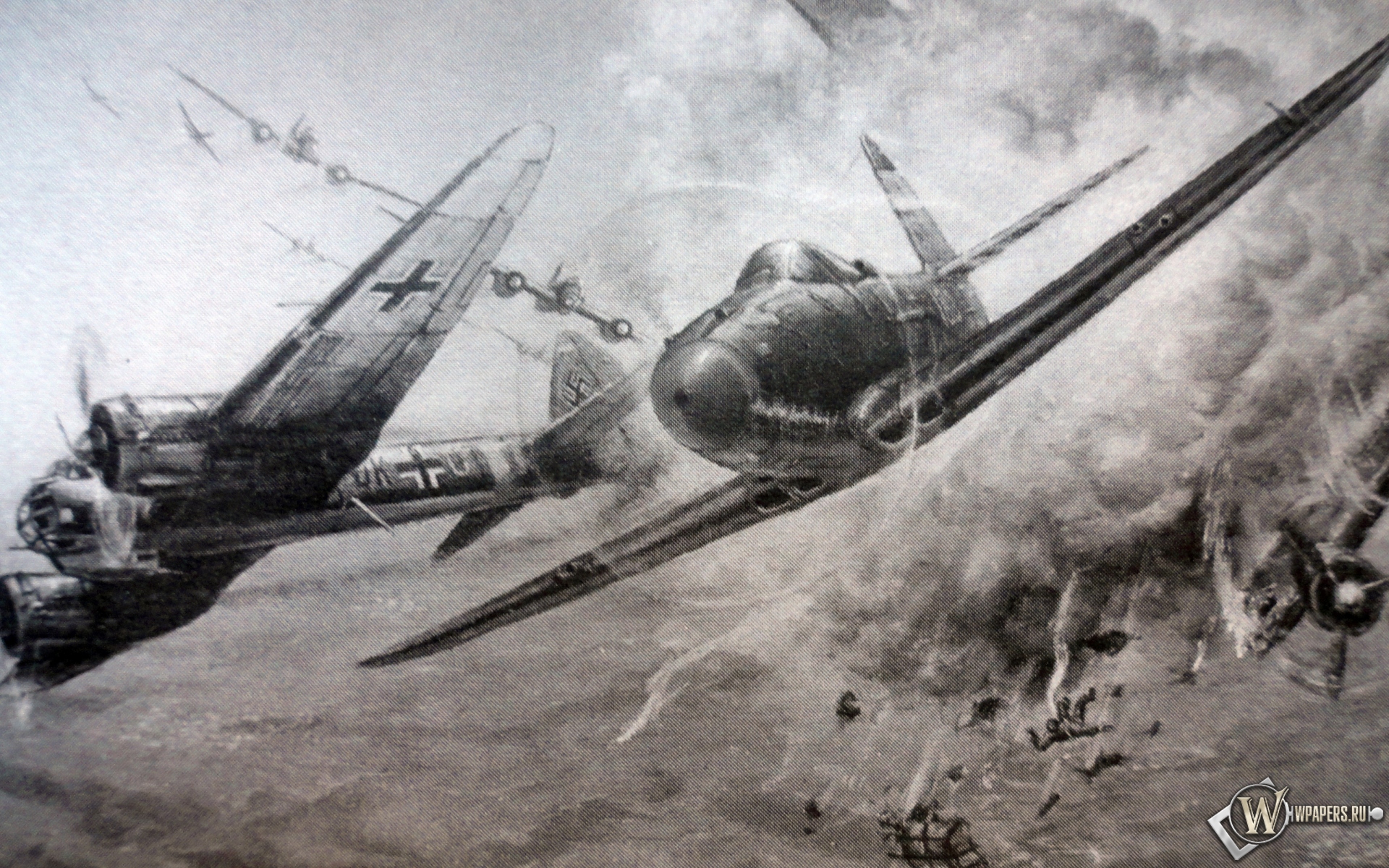 Воздушный бой А.И.Покрышкина над Большим Токмаком  1920x1200