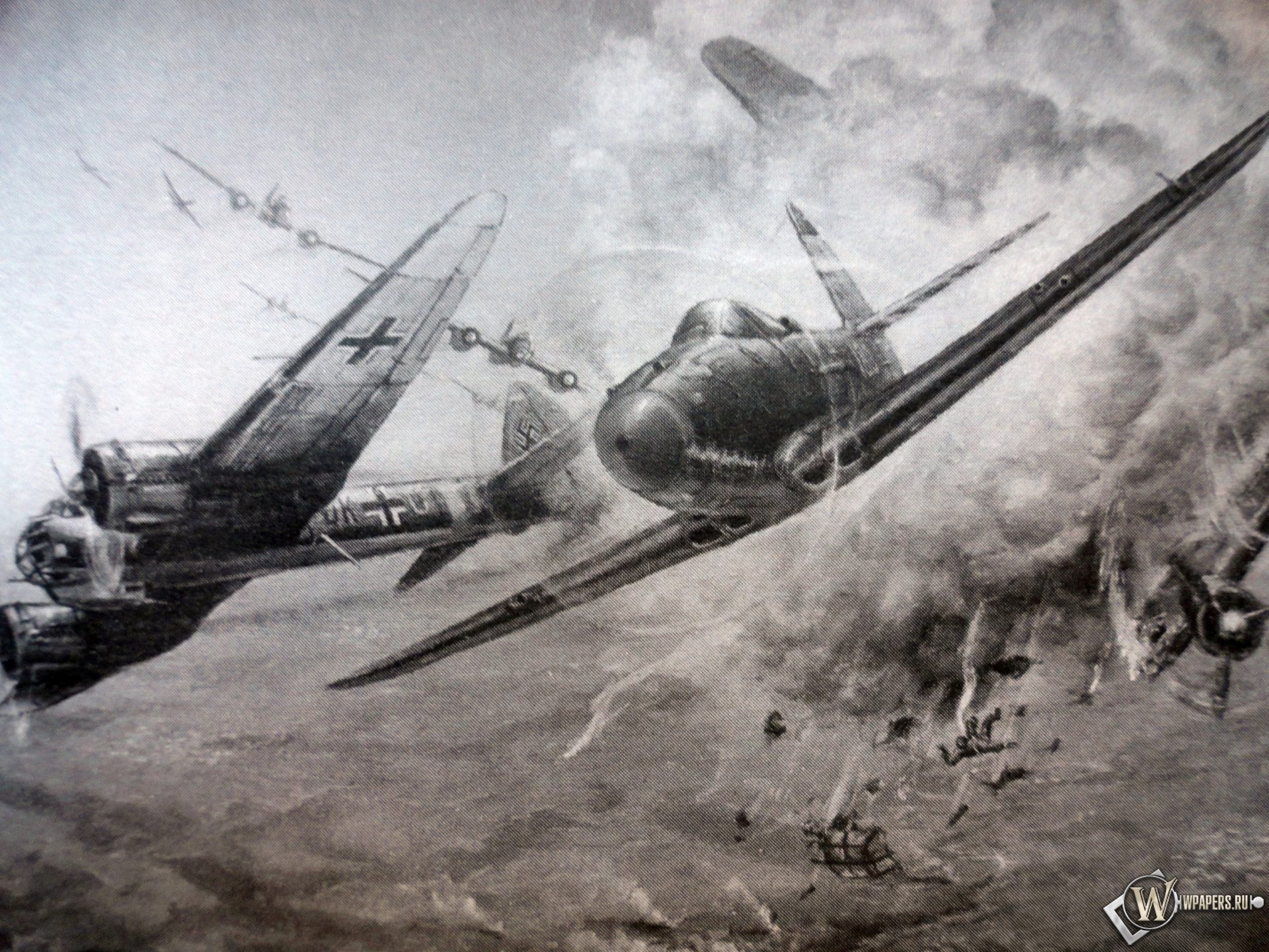 Воздушный бой А.И.Покрышкина над Большим Токмаком  1920x1440