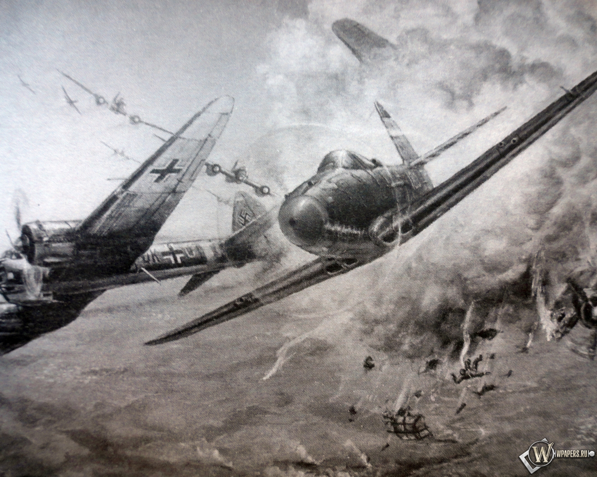 Воздушный бой А.И.Покрышкина над Большим Токмаком  1920x1536
