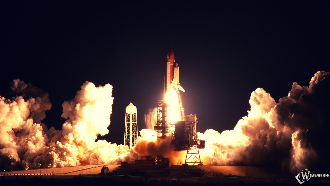 Shuttle launch 1366x768