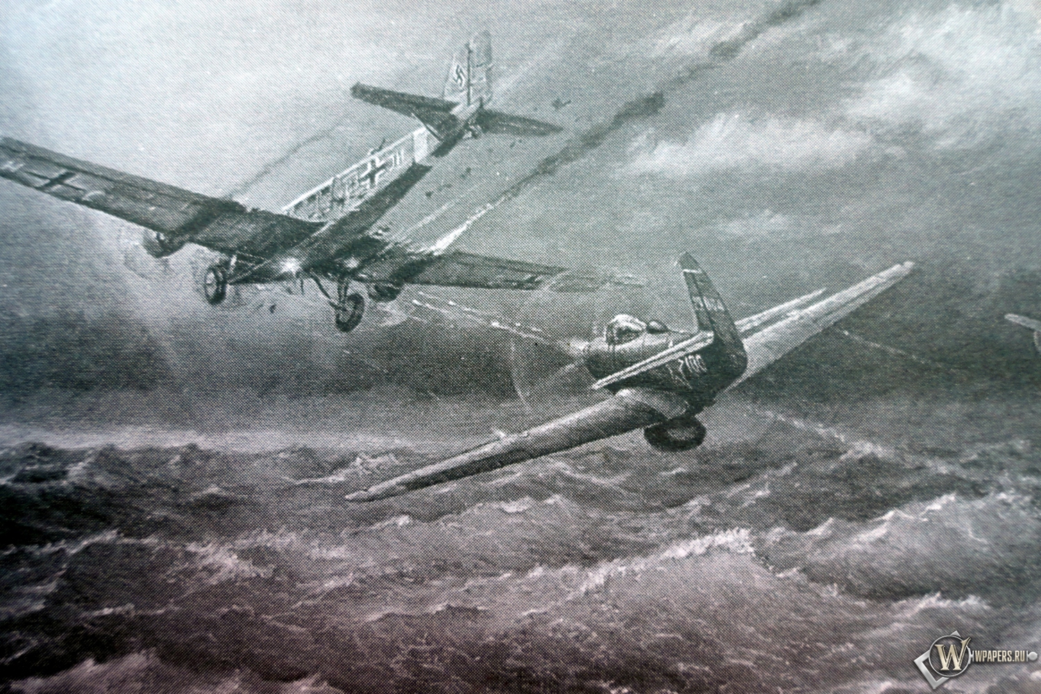 P-39 Airacobra и Ju-52 1500x1000