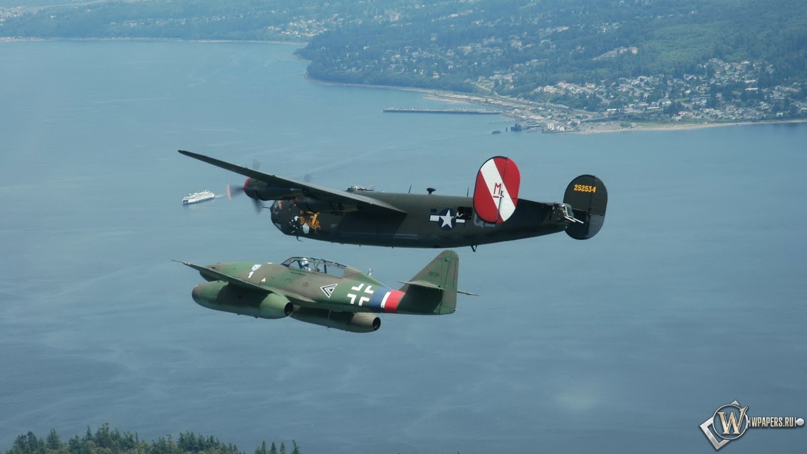 Me-262 and Avro Lancaster 1600x900